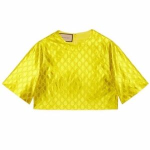 Gucci Yellow Lace Crop Top